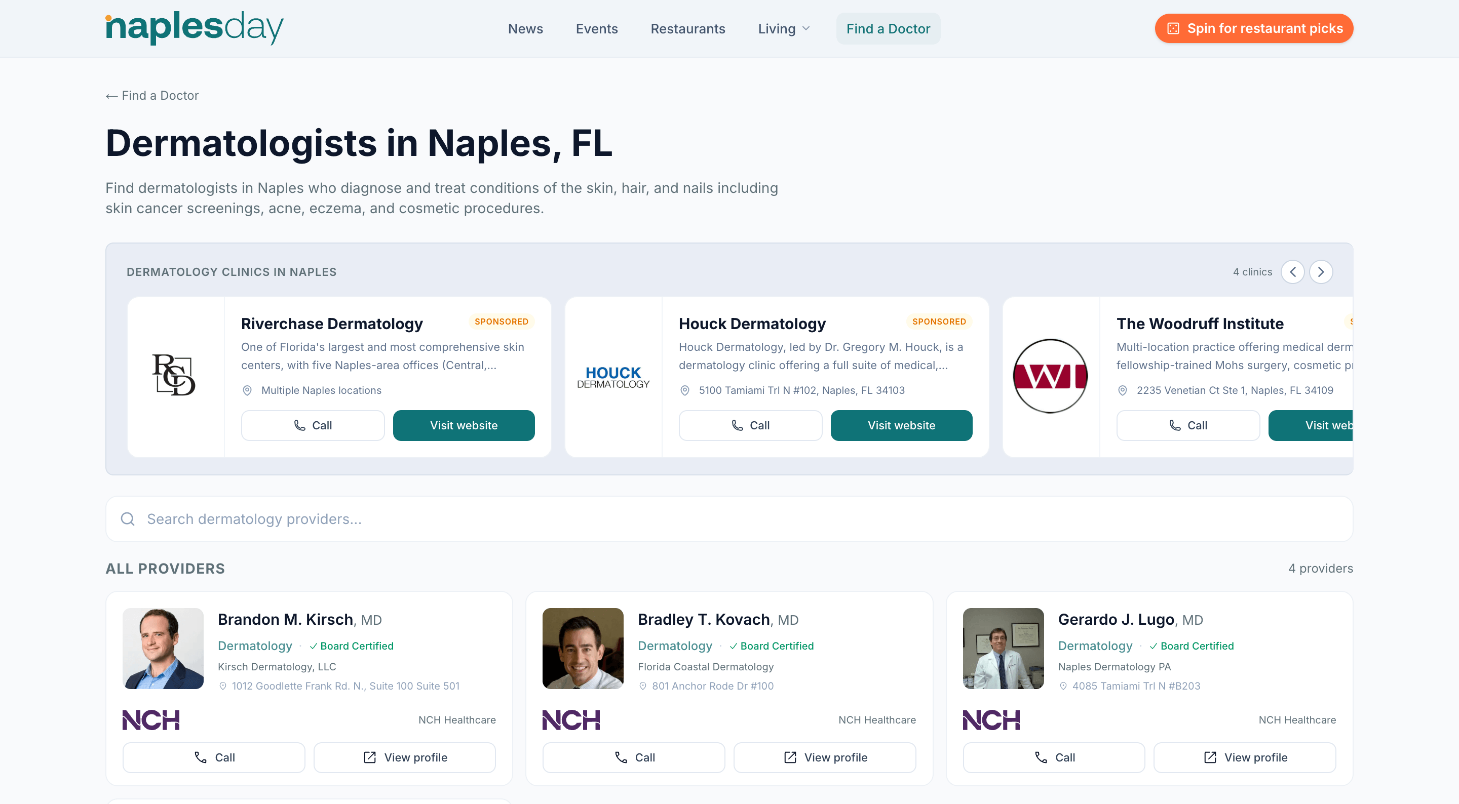 Clinic Spotlight example on Naples Day